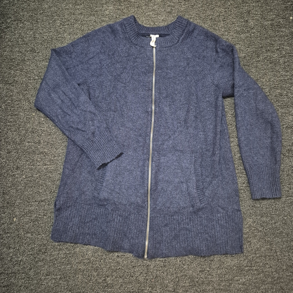 Cable & Gauge Navy Zip-Up Cardigan